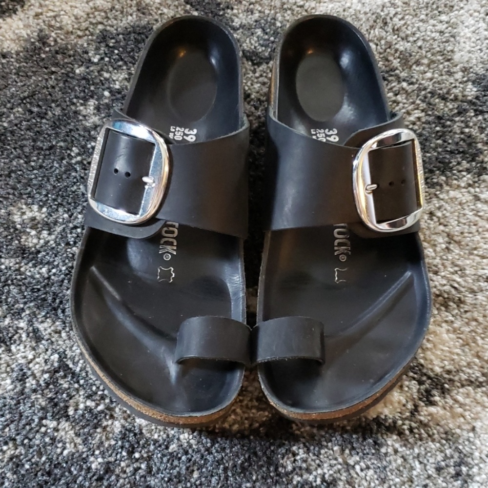 Black Big Buckle Birkenstocks 39